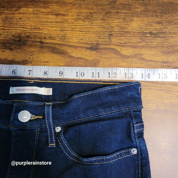 Levi's Jeans 27 Shaping 312 Slim Mid Rise Tummy Control Dark Wash Stretch Denim - Picture 8 of 13